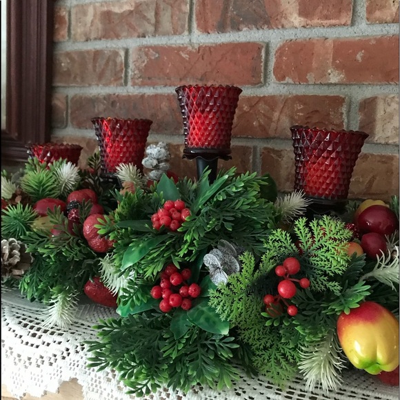 Rare 1970’s Christmas Ruby Glass Candle Centerpiece - Picture 15 of 16